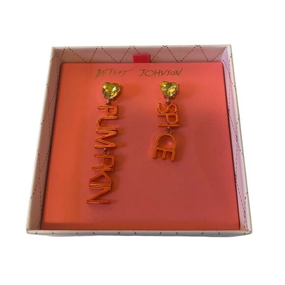 Betsey Johnson Pumpkin Spice Drop Earrings - Picture 4 of 6